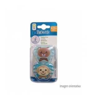DR BROWNS CHUPETE PREVENT ANIMALES T2 AZUL