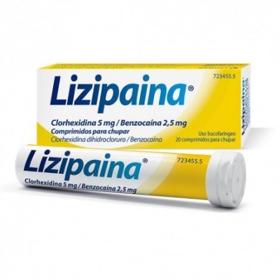 LIZIPAINA CLORHEXIDINA/BENZOCAINA 5 MG/2,5 MG 20