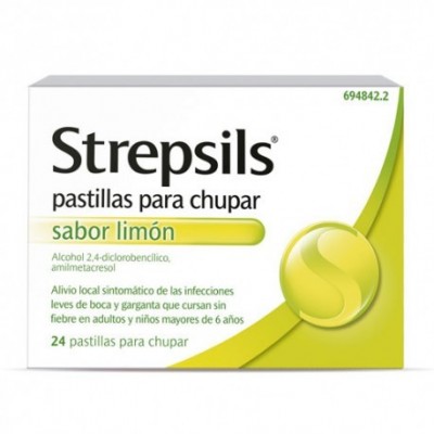 STREPSILS 24 PASTILLAS PARA CHUPAR (SABOR LIMON)