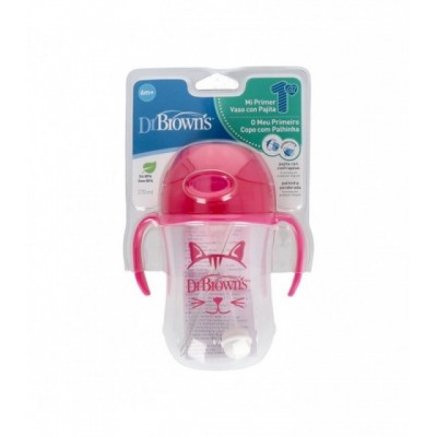 DR BROWNS VASO CON PAJITA AZUL Y ROSA