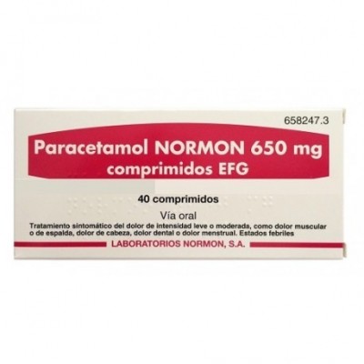 PARACETAMOL NORMON EFG 650 MG 40 COMPRIMIDOS