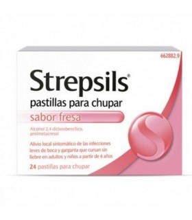 STREPSILS 24 PASTILLAS PARA CHUPAR (SABOR FRESA)