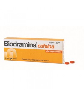 BIODRAMINA CAFEINA 4 COMPRIMIDOS RECUBIERTOS
