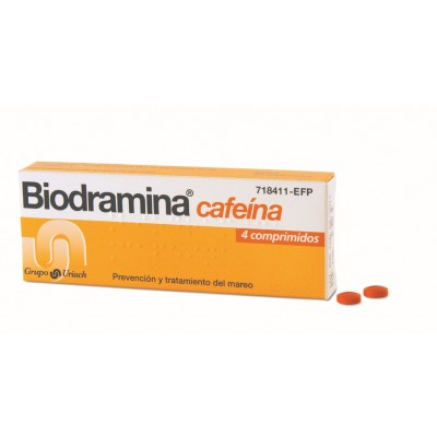 BIODRAMINA CAFEINA 4 COMPRIMIDOS RECUBIERTOS