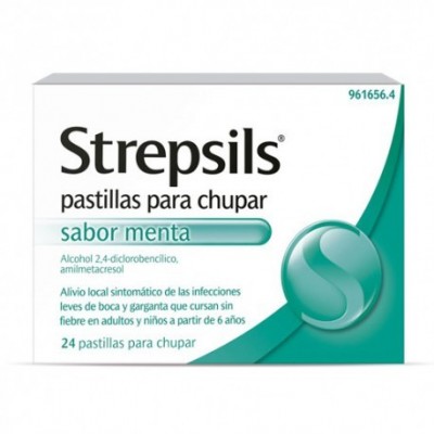 STREPSILS 24 PASTILLAS PARA CHUPAR (SABOR MENTA)