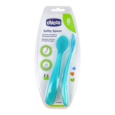 CHICCO CUCHARA 2 U AZUL +6M SILICONA