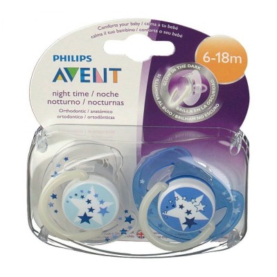 AVENT CHUPETE SILICONA NOCHE 6-18 M 2 U NIÑO