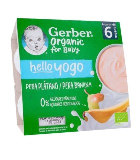 GERBER HELLO YOGO 4 TARRITOS 90 G SABOR PERA PLA